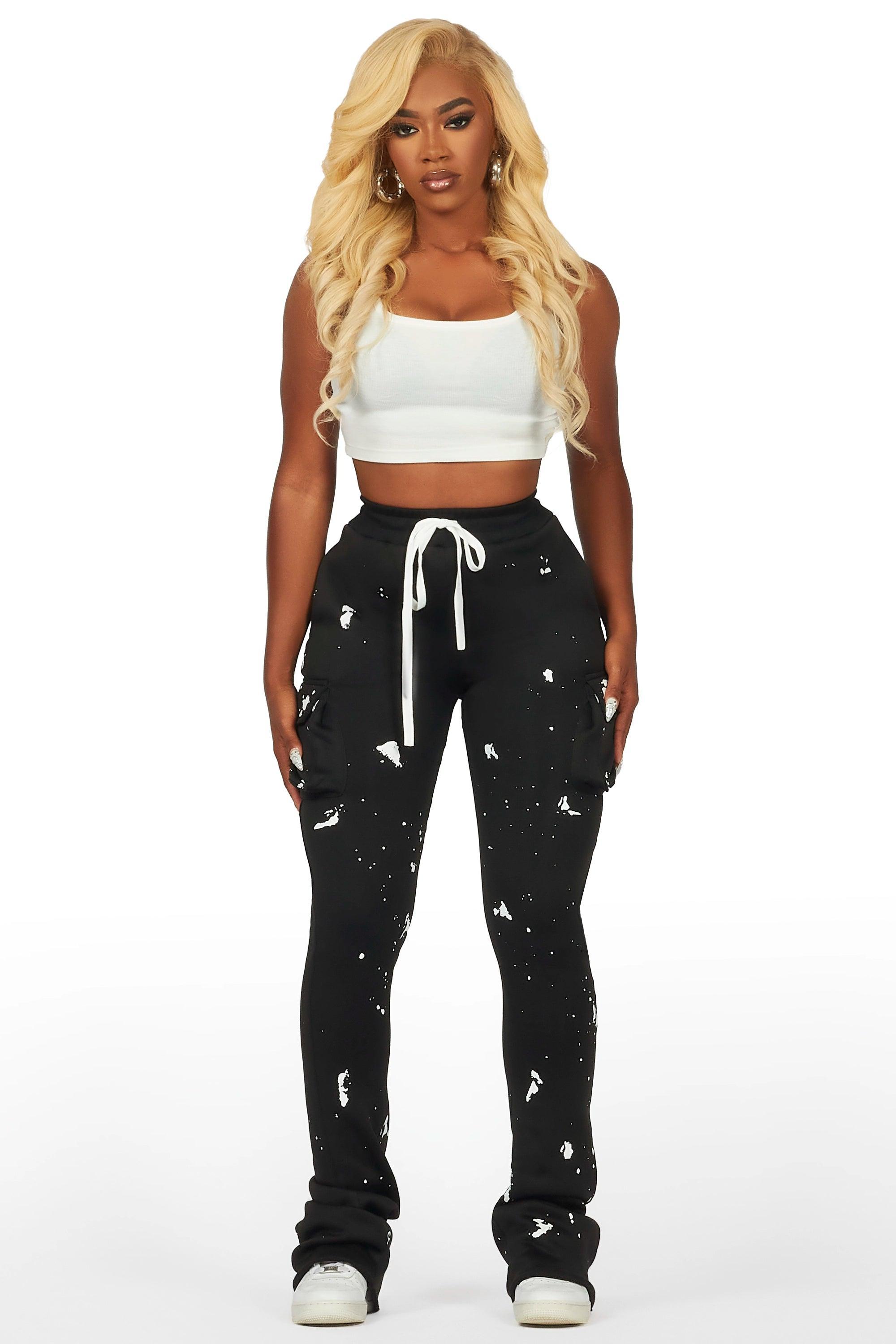 Antonia Black Cargo Stacked Track Pant Female Product Image