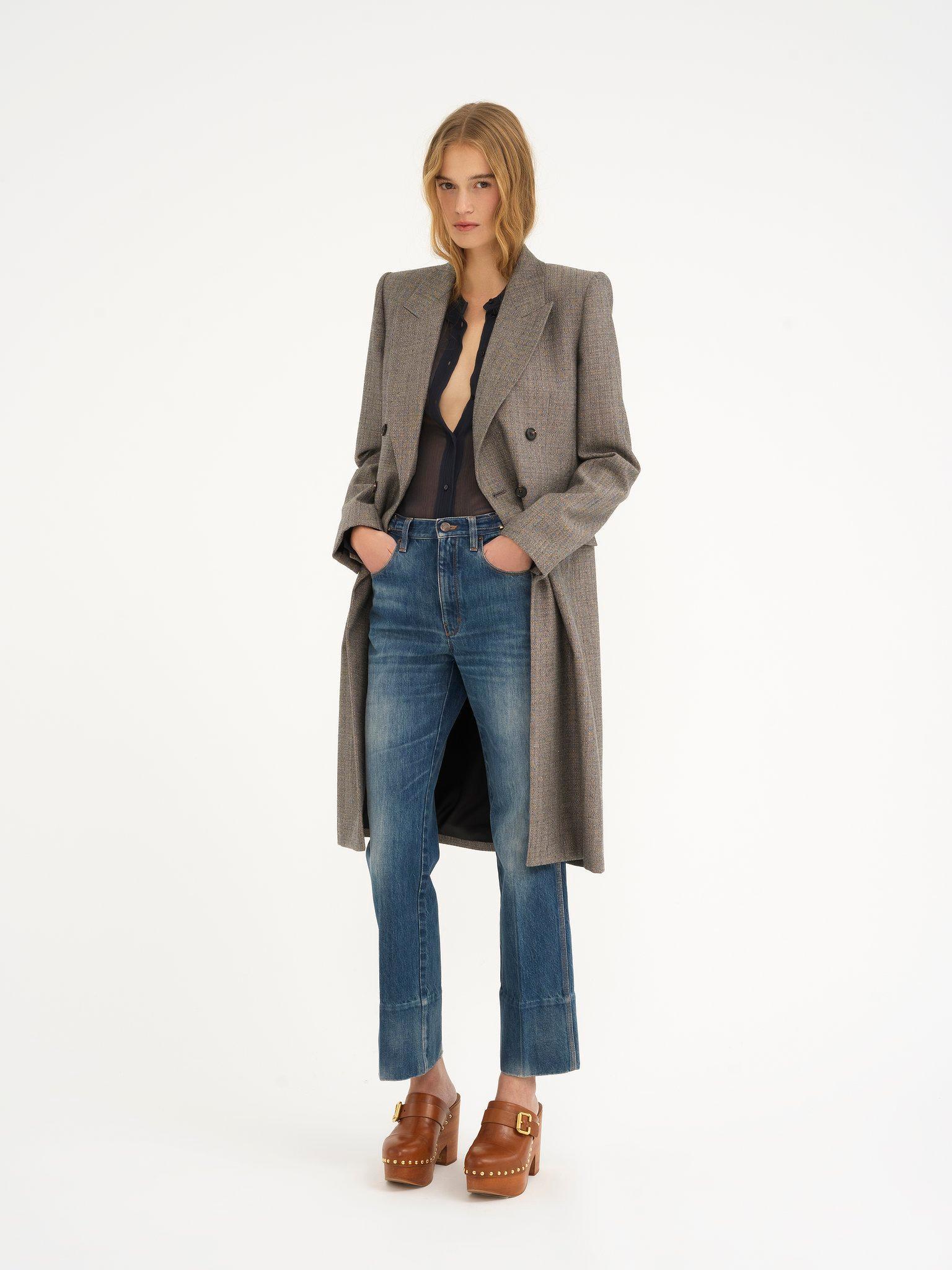 Tailored coat in wool & cotton tweed Product Image