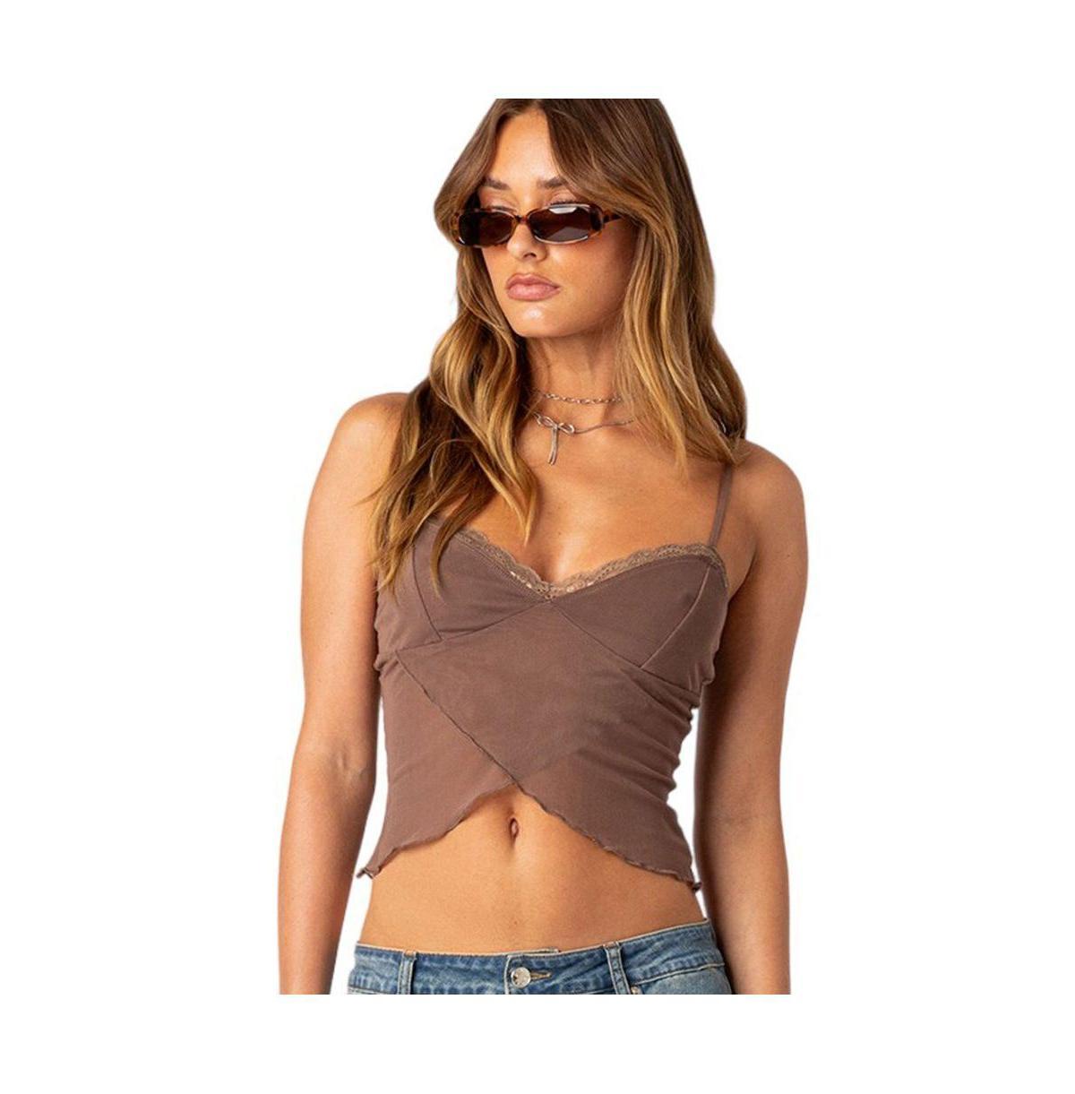 Womens Crossover Mesh Tank Top Product Image