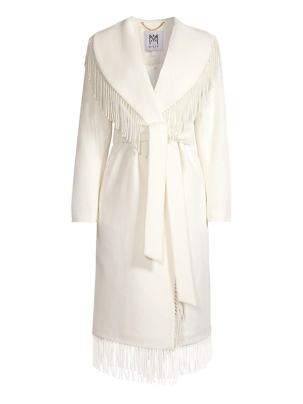 Milly Fringe Trim Wool Blend Coat Product Image