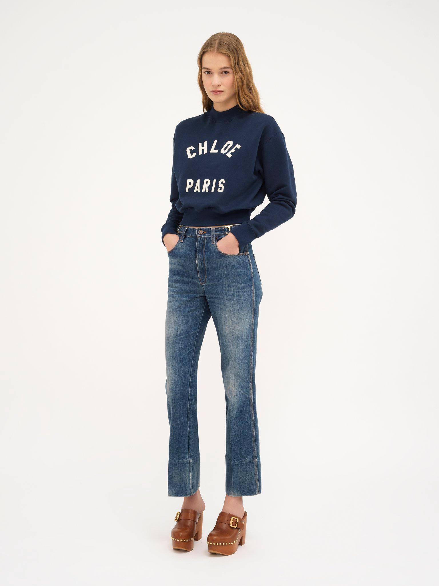 Straight cropped jeans in denim Product Image