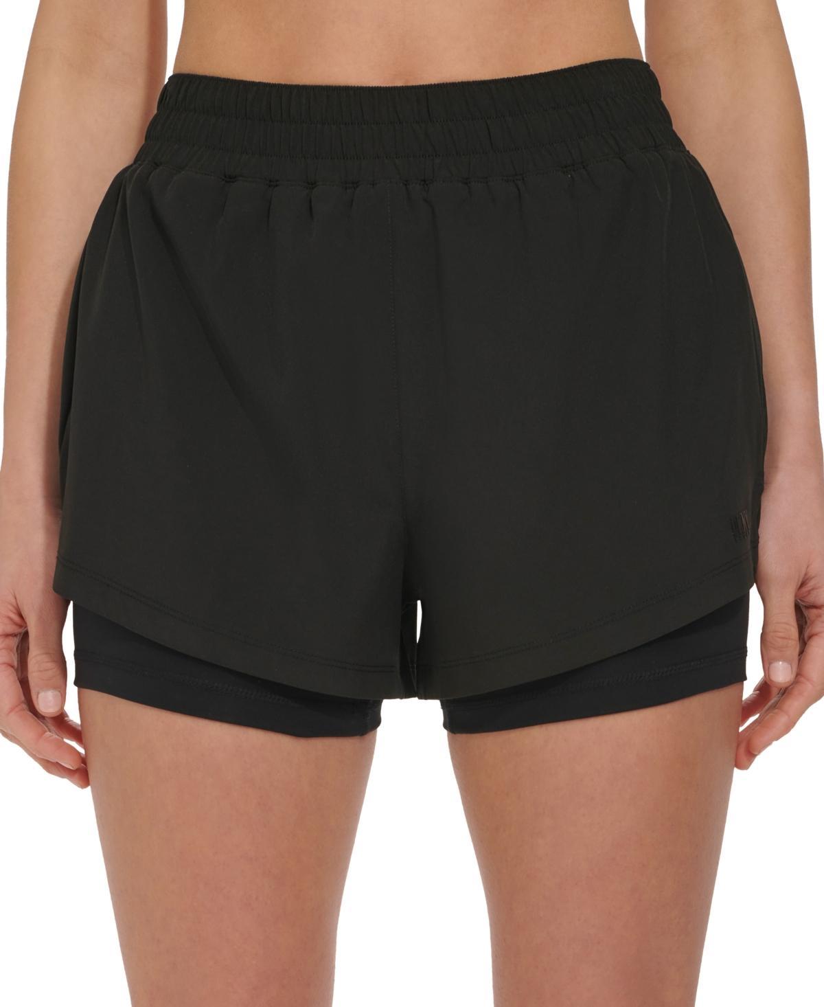 Dkny Sport Womens Solid Double-Layer Training Shorts Product Image