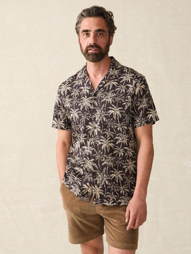 Short-Sleeve Hemp Blend Camp Shirt - Charcoal Tropic Trees Product Image