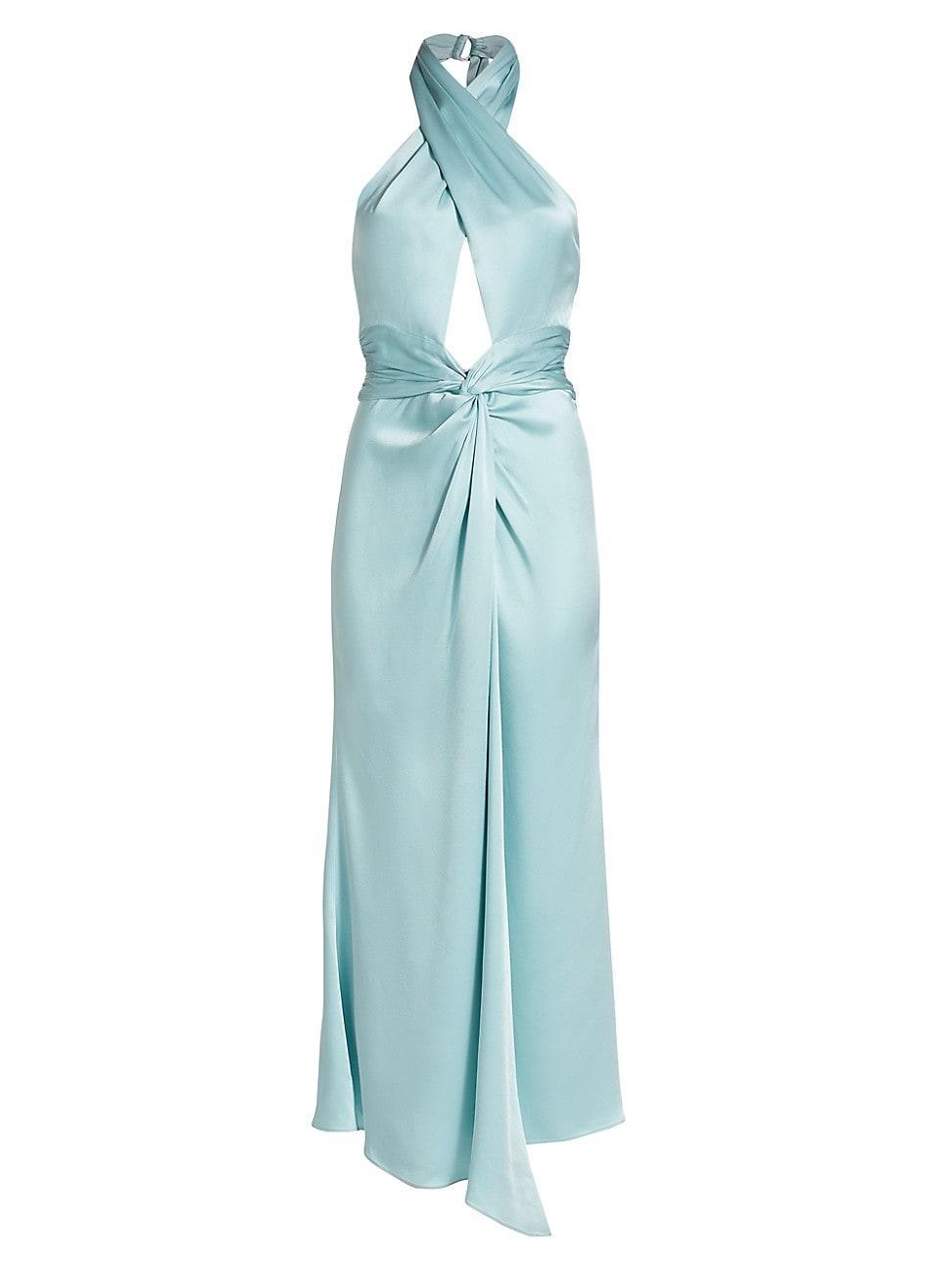 Womens Doubleface Satin Open-Back Draped Maxi Dress Product Image