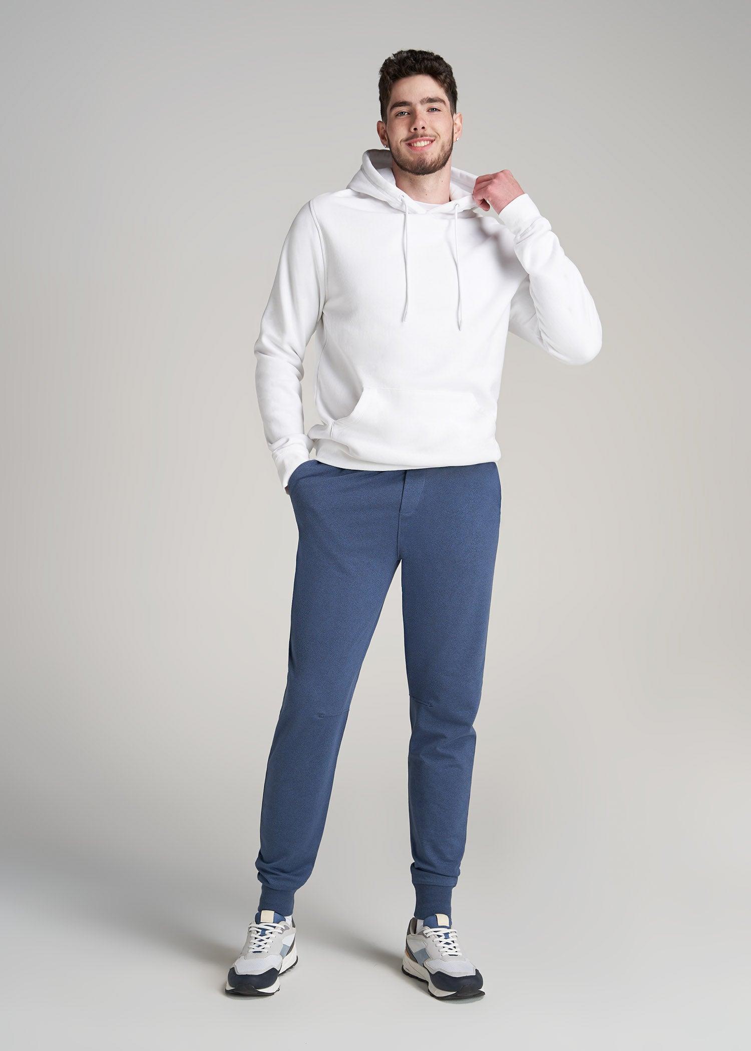 A.T. Performance Slim French Terry Joggers for Tall Men in Tech Navy Mix Product Image