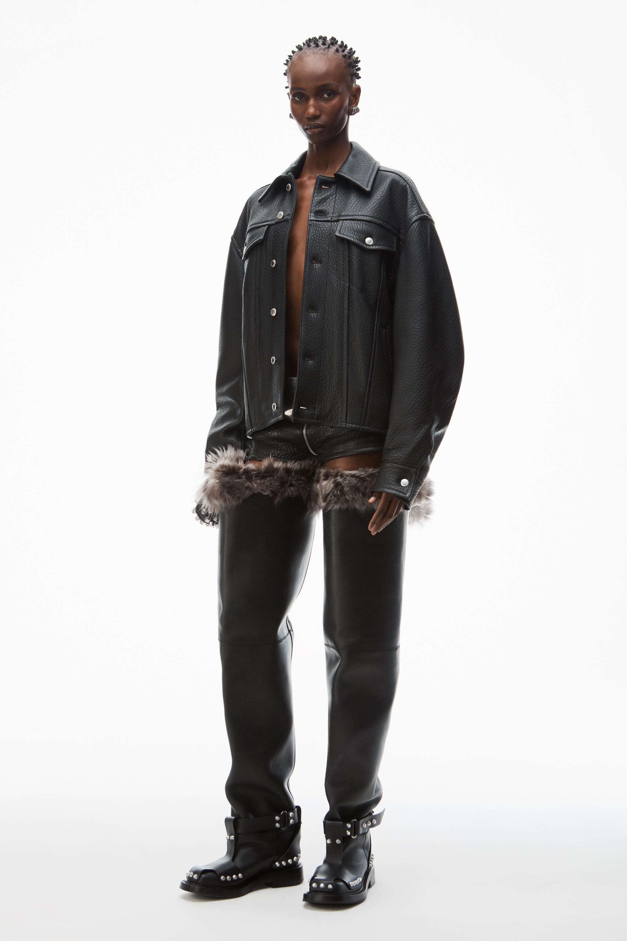 Lambskin Leather Trucker Jacket Product Image