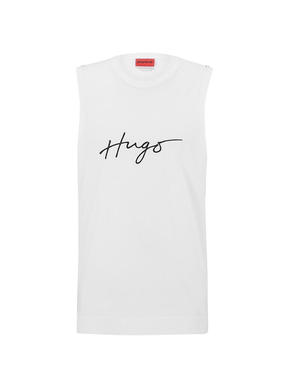 Mens Tank Top in Organic Cotton with Handwritten Logo Product Image