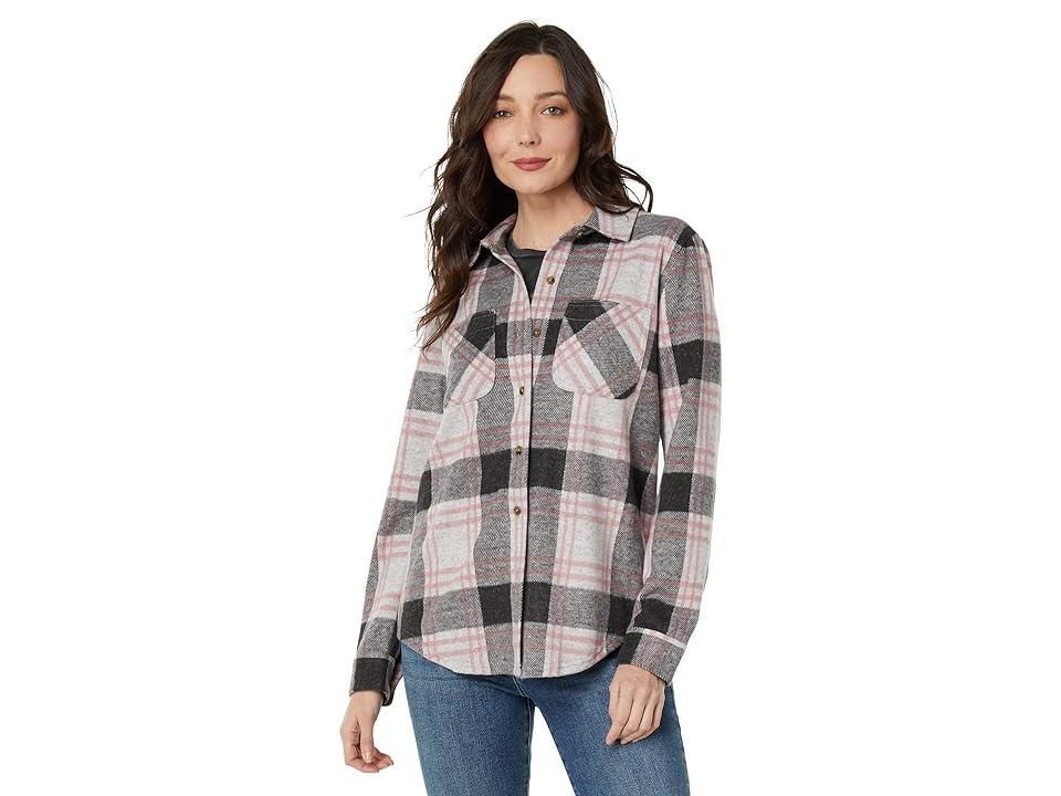 Lucky Brand Knit Shirt Jacket (Black Plaid) Women's Clothing Product Image