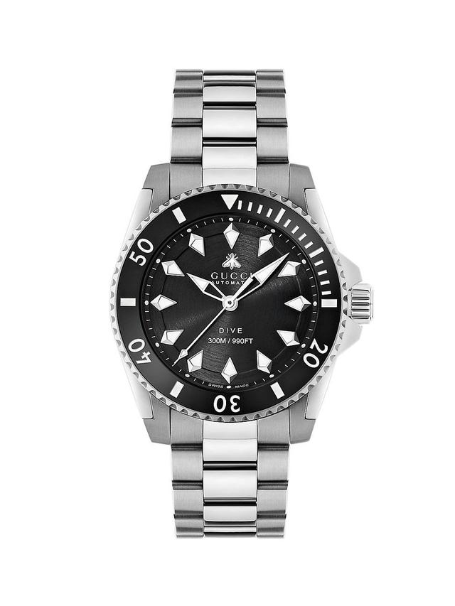 Gucci Mens Swiss Automatic Dive Stainless Steel Bracelet Watch 40mm - Stainless Steel Product Image