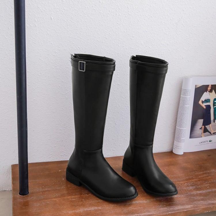 Faux Leather Buckled Tall Boots product image