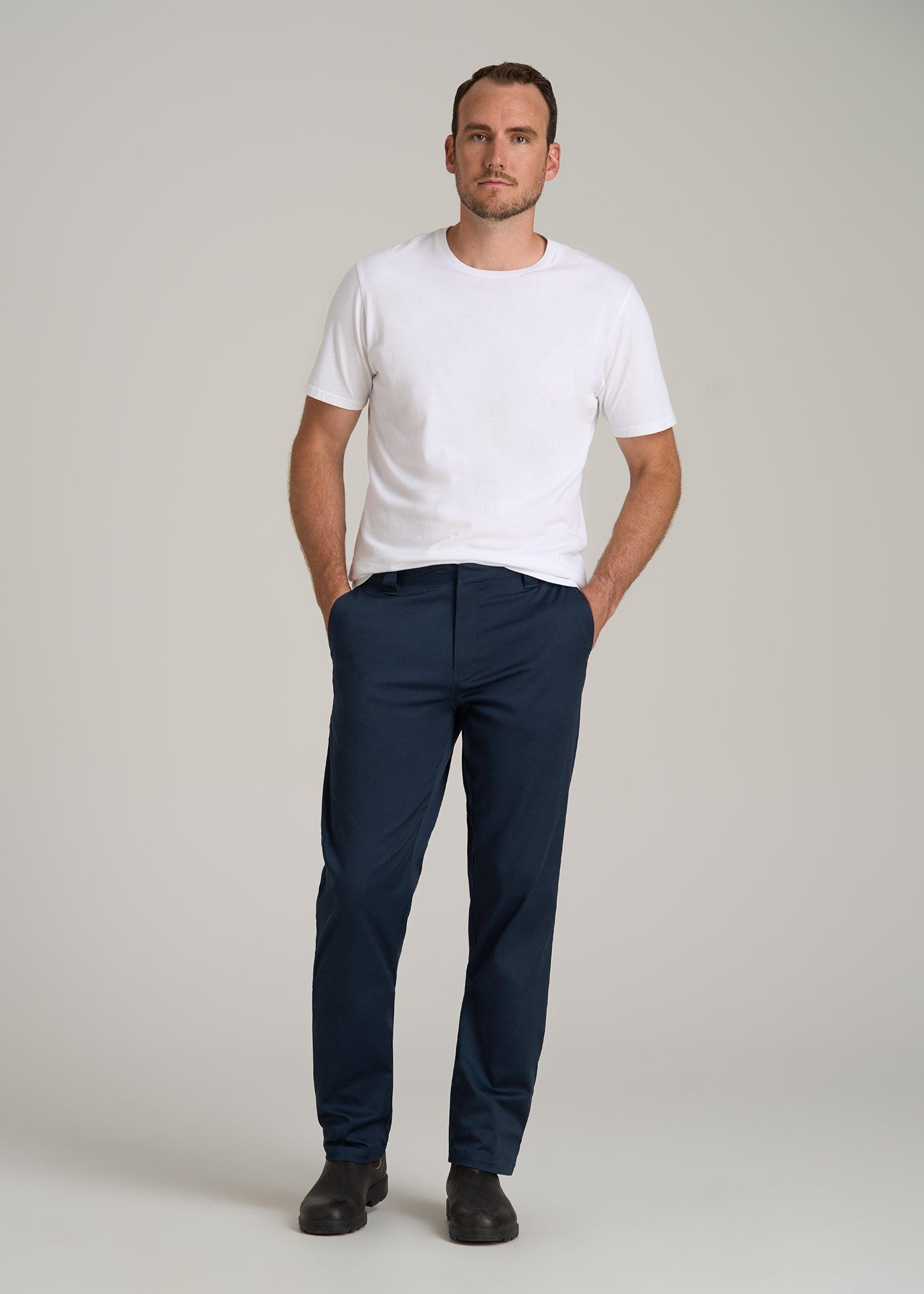 LJ&S Stretch Twill STRAIGHT-LEG Work Pants for Tall Men in Marine Blue Product Image