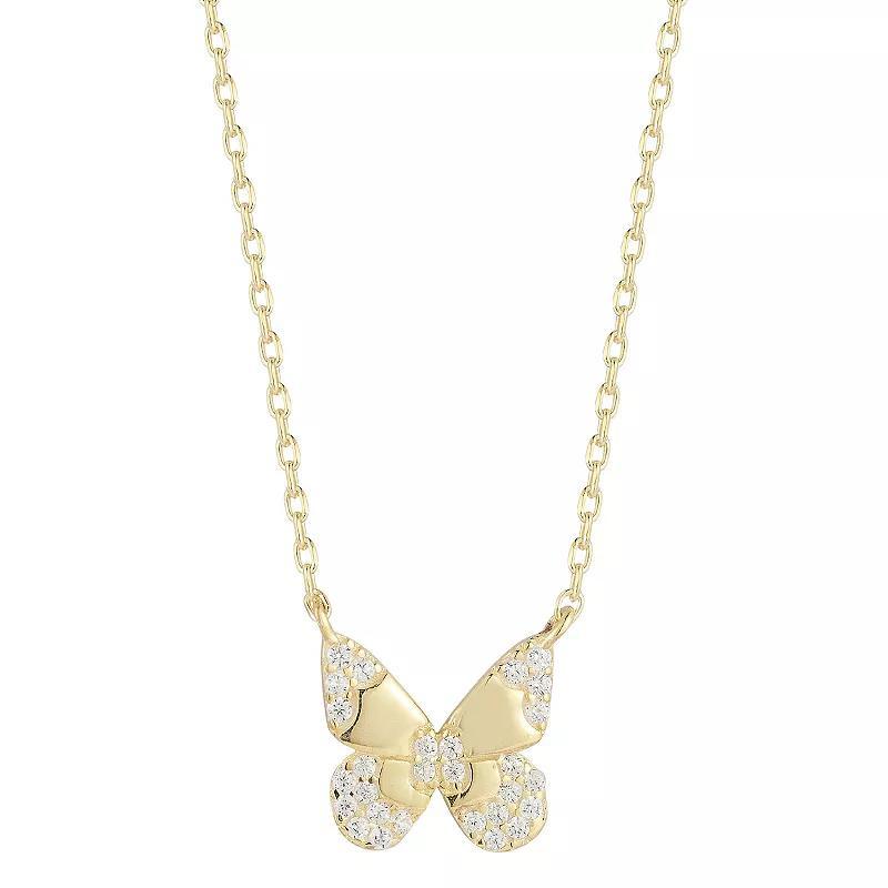 Sunkissed Sterling Cubic Zirconia Butterfly Necklace, Womens Gold Tone Product Image