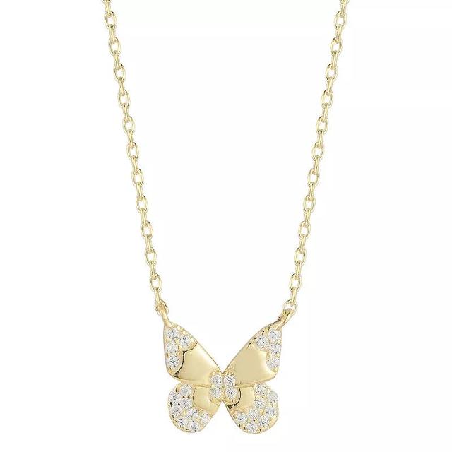 Sunkissed Sterling Cubic Zirconia Butterfly Necklace, Womens Gold Tone Product Image