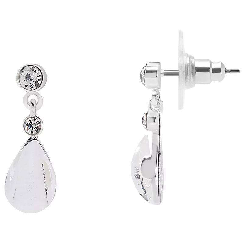 LC Lauren Conrad Silver Tone Stone Cat Eye Teardrop Earrings, Womens, White Product Image