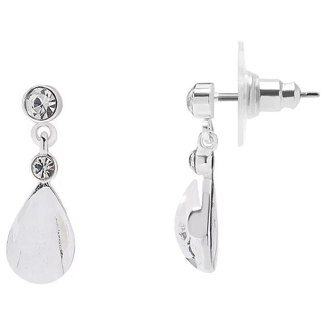 LC Lauren Conrad Silver Tone Stone Cat Eye Teardrop Earrings, Womens, White Product Image