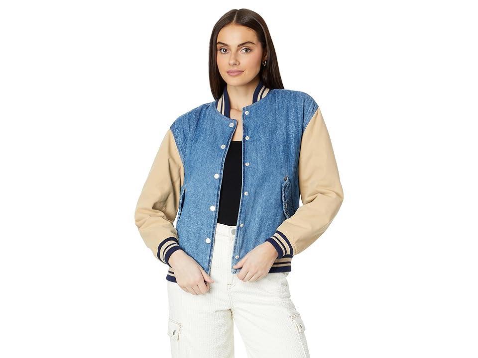 Blank NYC Bomber Jacket in Denim/Beige (Denim/Beige) Women's Jacket Product Image