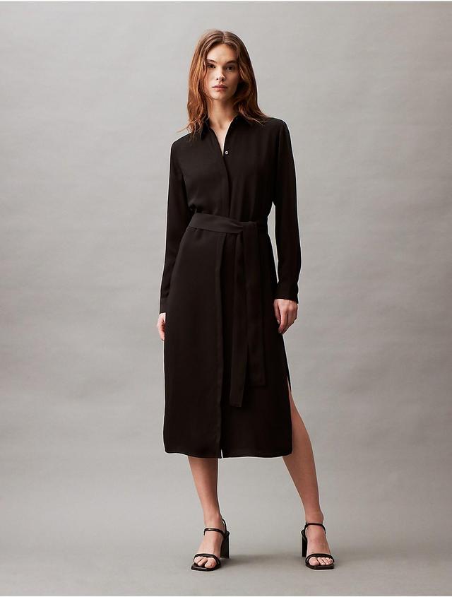 Calvin Klein Womens Flowing Midi Shirt Dress - Black - XL Product Image