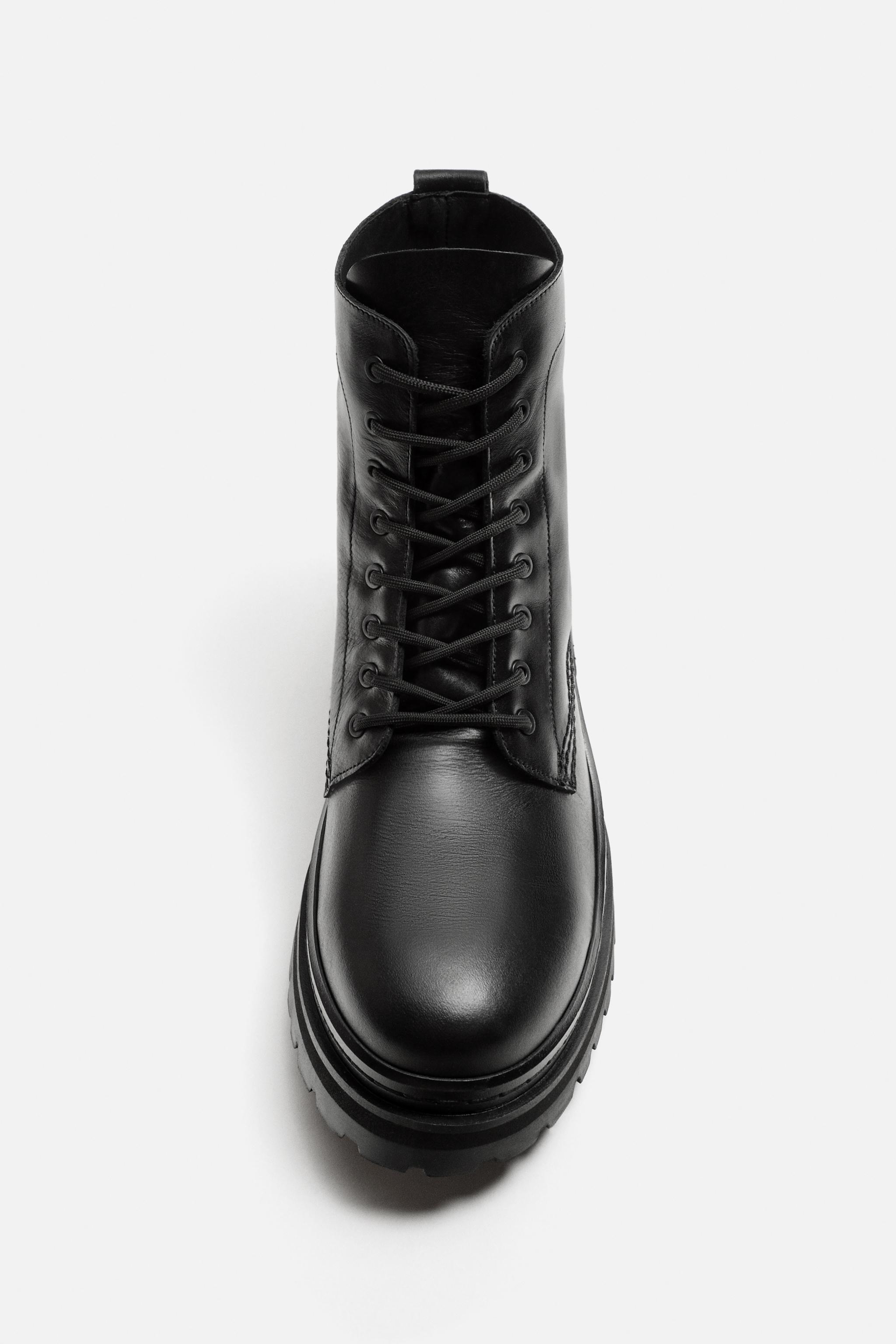 LACED LEATHER BOOTS Product Image