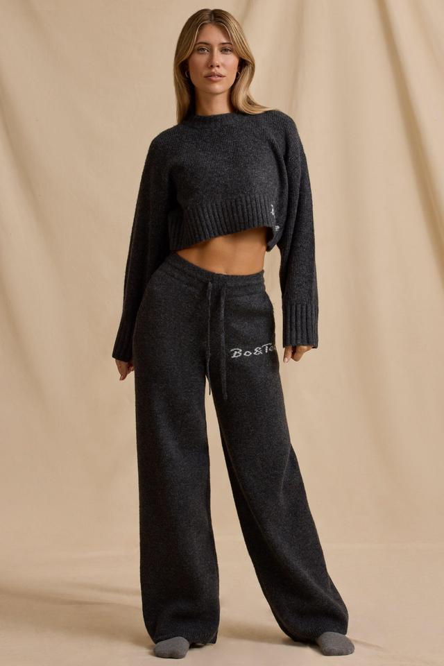 Tall Mid-Rise Wide-Leg Joggers in Charcoal Marl Product Image