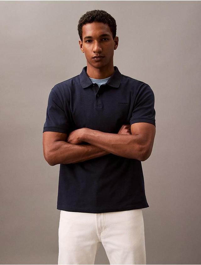 Calvin Klein Mens Liquid Touch Polo Shirt - Blue - L Product Image