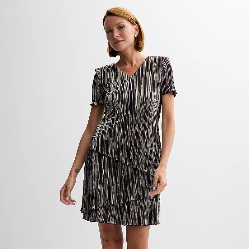 Womens Connected Apparel Short Sleeve Tiered Mini Dress Product Image