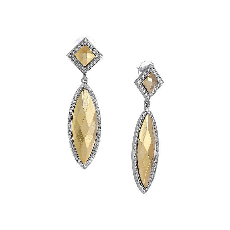 1928 Two Tone Stone Large Two Part Marquise Drop Earrings, Womens, Yellow Product Image