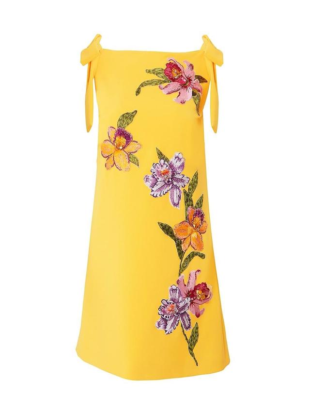 Floral Embroidered Shift Dress with Bows Product Image