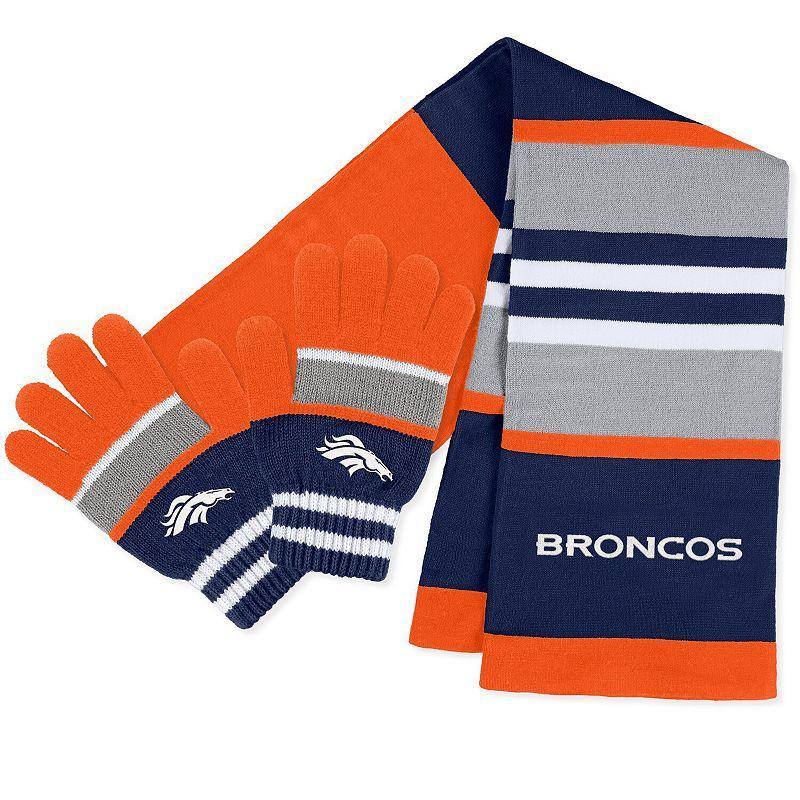 Womens WEAR by Erin Andrews Denver Broncos Stripe Glove & Scarf Set Product Image