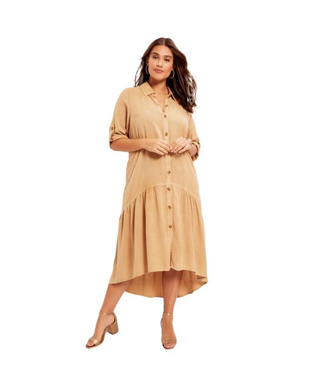 June + Vie Womens June + Vie Ruffled Shirt Dress Product Image