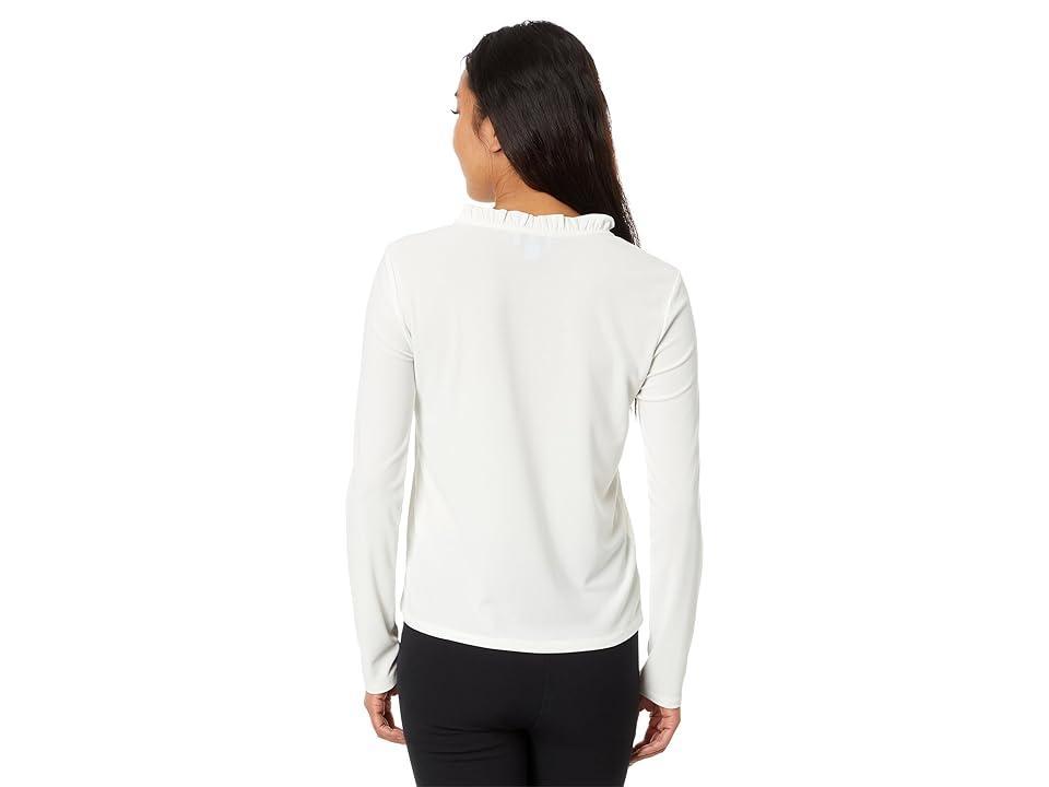 CeCe Ruffle Trim Knit Henley Product Image