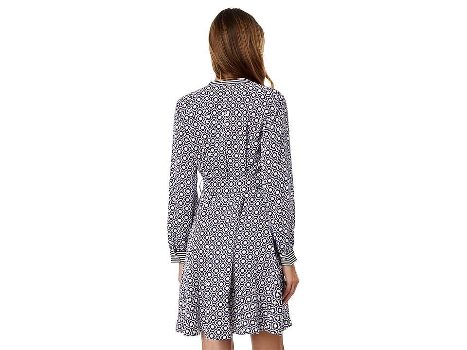 Tommy Hilfiger Long Sleeve Floral Dress with Belt (Sky Captain Multi) Women's Clothing Product Image