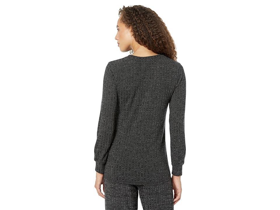 Mod-o-doc Brushed Hacci Long Sleeve Crew Neck Flowy Top (Charcoal) Women's Clothing Product Image