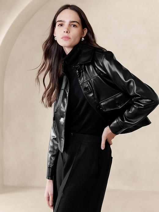 Vegan Leather Short Jacket Product Image