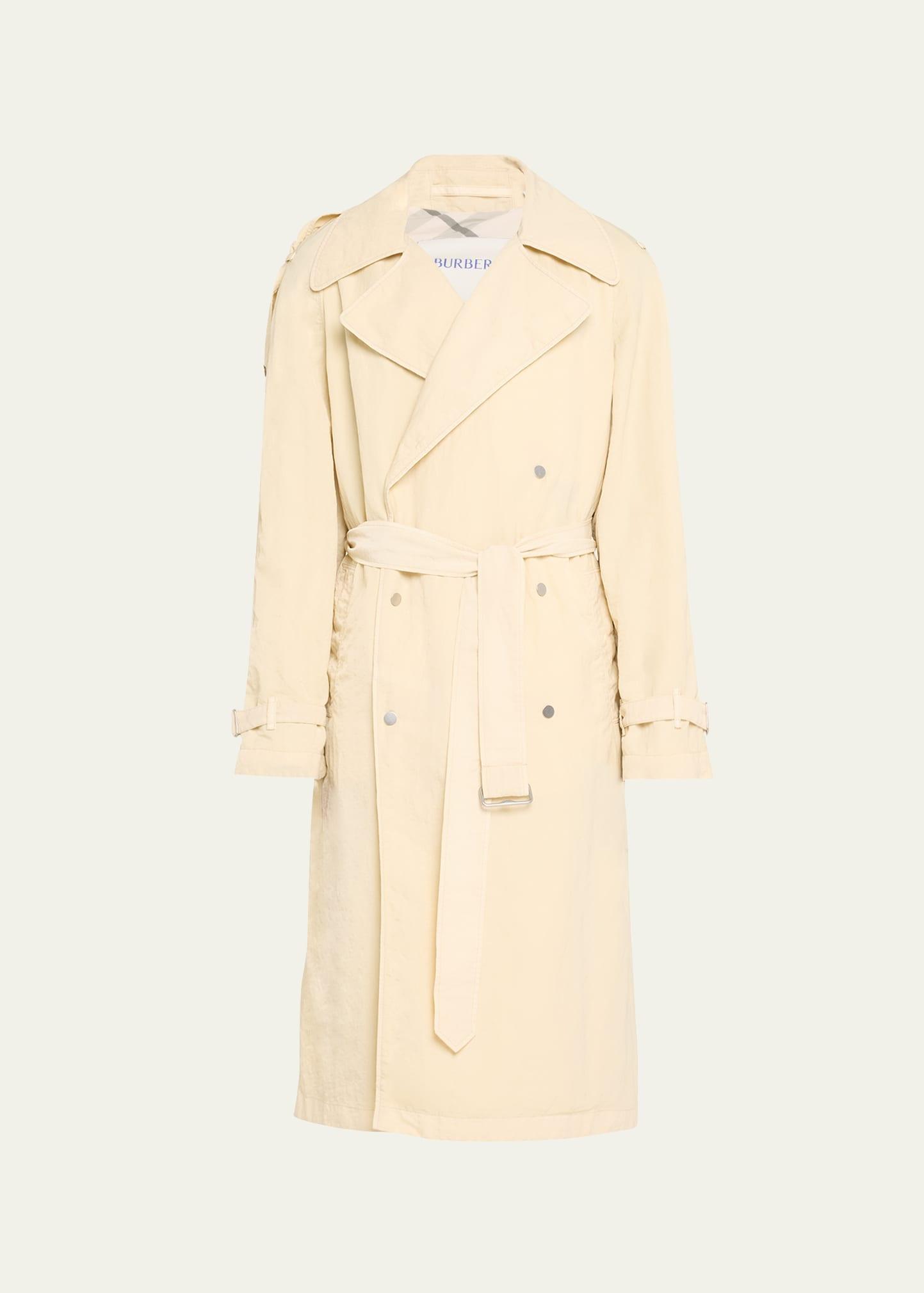 Mens Crinkled Nylon Trench Coat Product Image