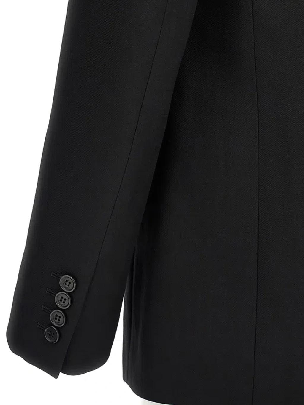 Double Breasted Wool Blazer In Black Product Image