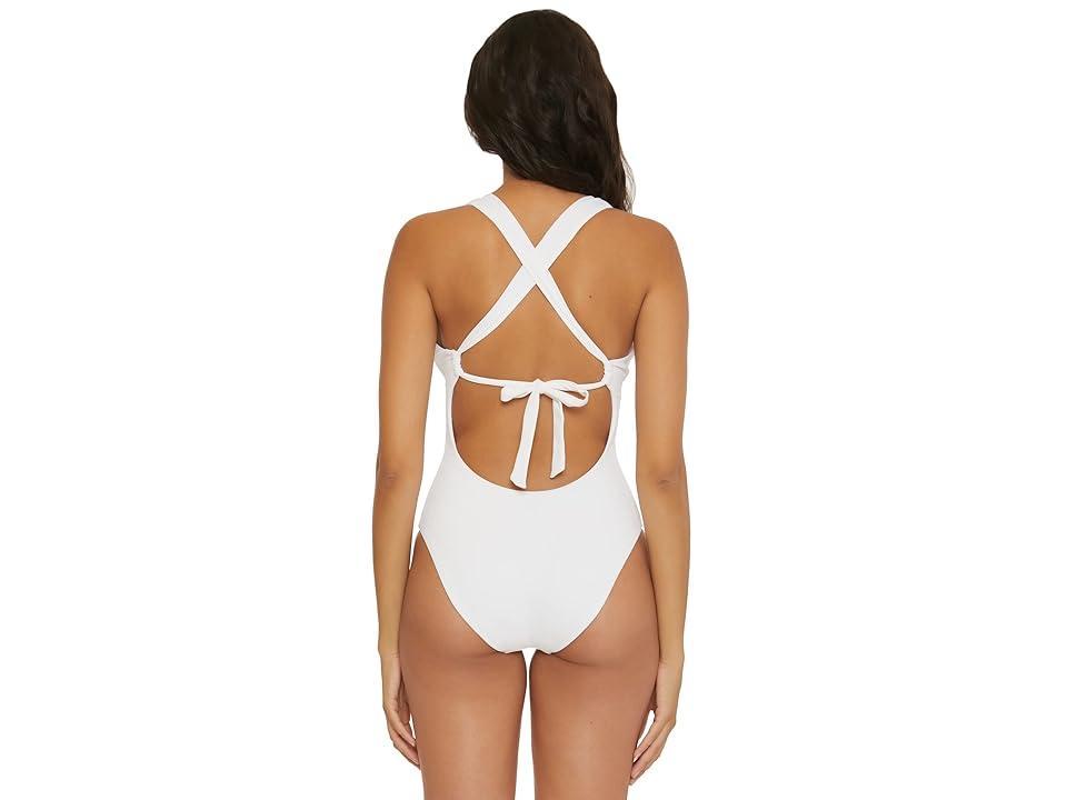 BECCA Modern Edge Gia Lace-Up Plunge One-Piece Women's Swimsuits One Piece Product Image