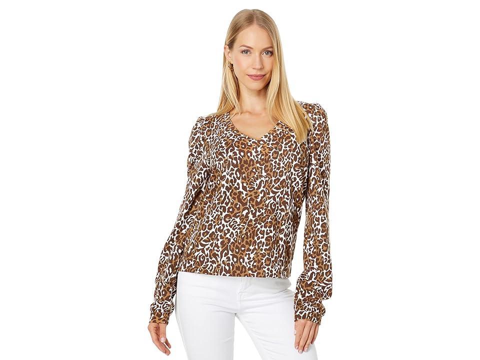 Lilly Pulitzer Jansen V-Neckline Sweatshirt (Chocolate My Favorite Spot) Women's Clothing product image