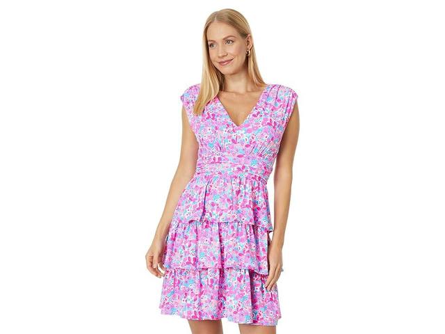 Lilly Pulitzer Faye V-Neck Ruffle Dress (Aura Baby Bloomer) Women's Dress Product Image