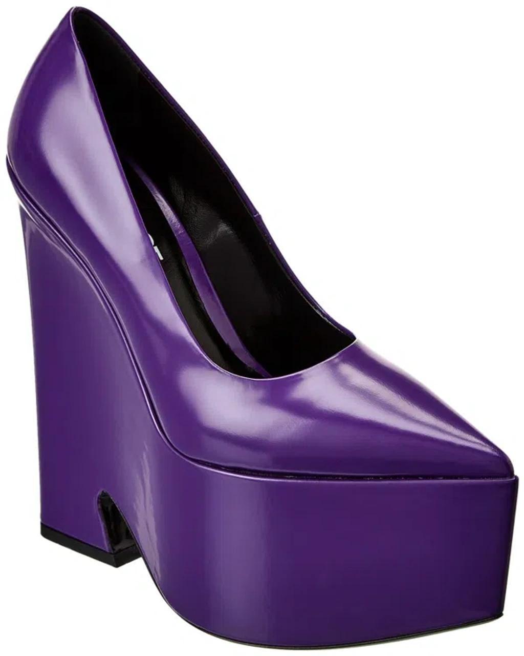 VERSACE 170mm Tempest Patent Leather Pumps In Purple Product Image