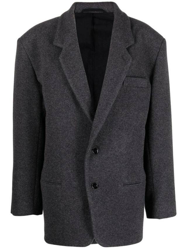 Oversized Single-breasted Blazer In Grey Product Image