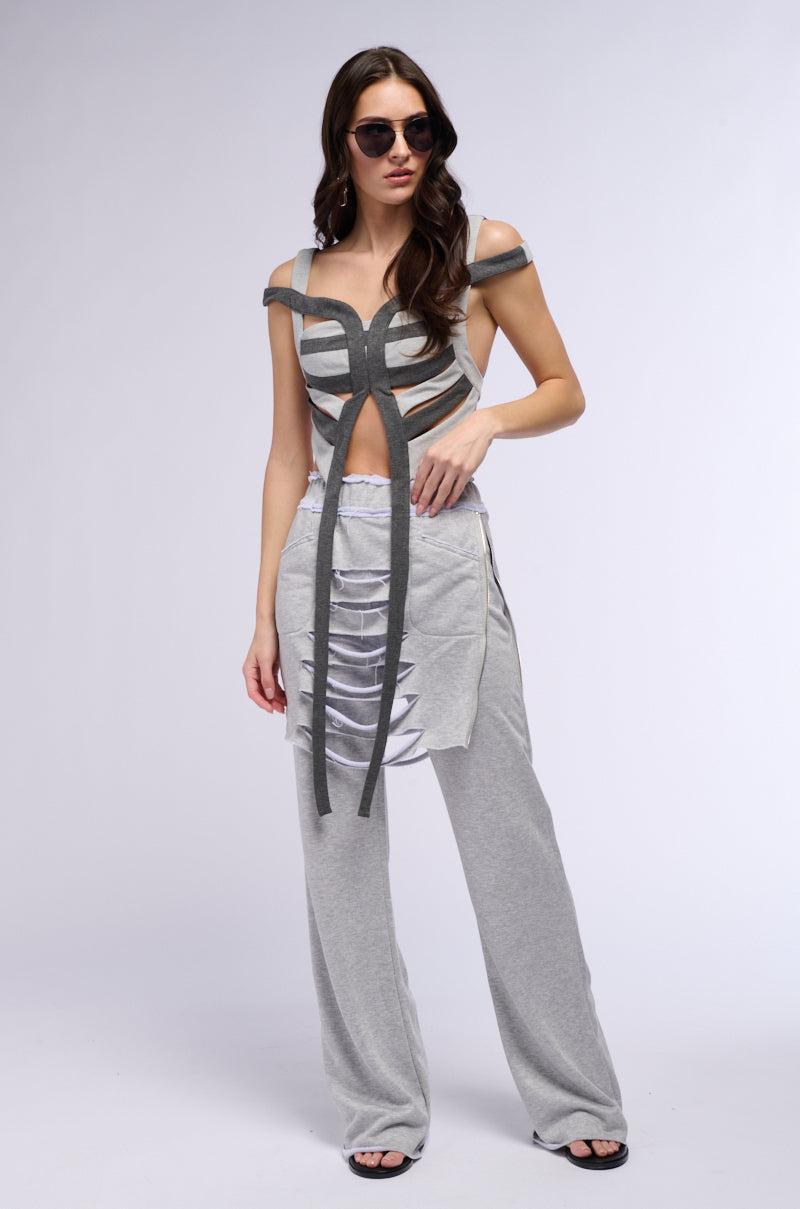 RAIN LAYERED SHREDDED SKIRT OVERLAY SWEATPANT Product Image