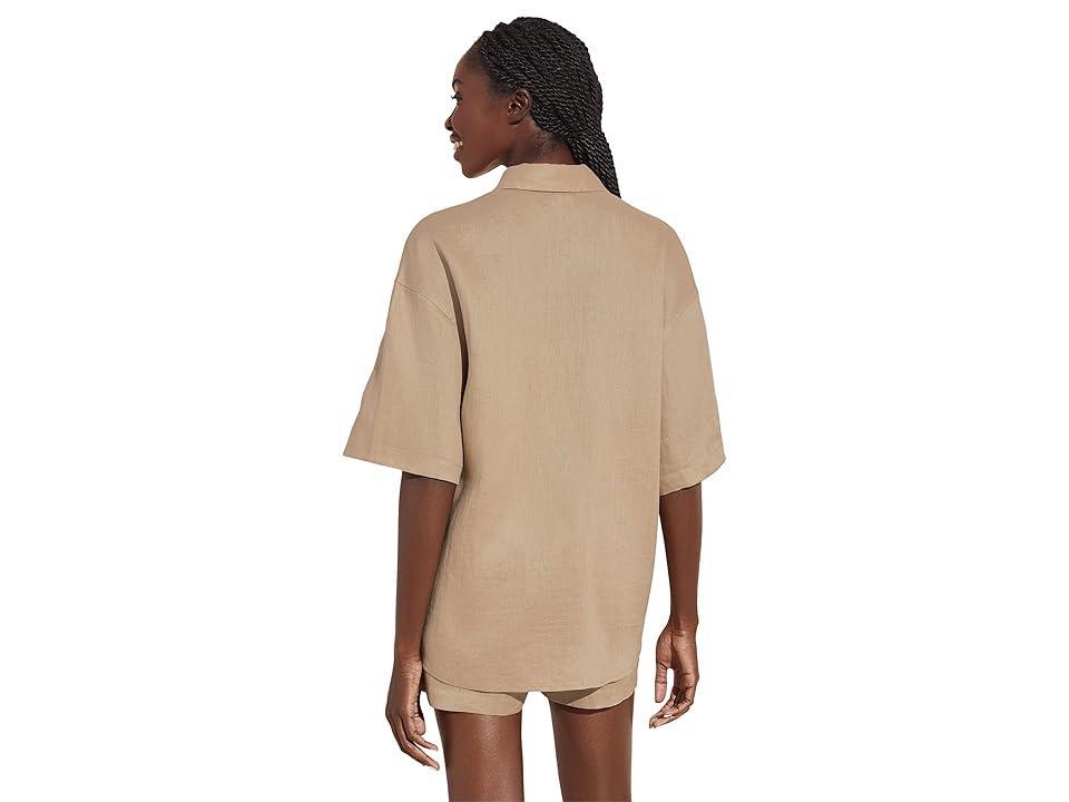 eberjey Linen Solid 3 Pc Set in Tan. - size M (also in L) Product Image