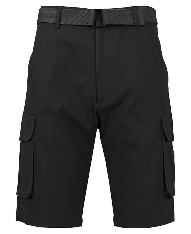 Galaxy By Harvic Mens Flat Front Belted Cotton Cargo Shorts Product Image