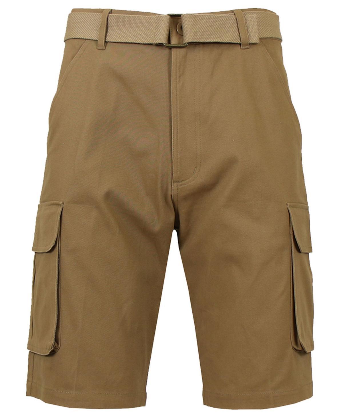 Galaxy By Harvic Mens Flat Front Belted Cotton Cargo Shorts Product Image