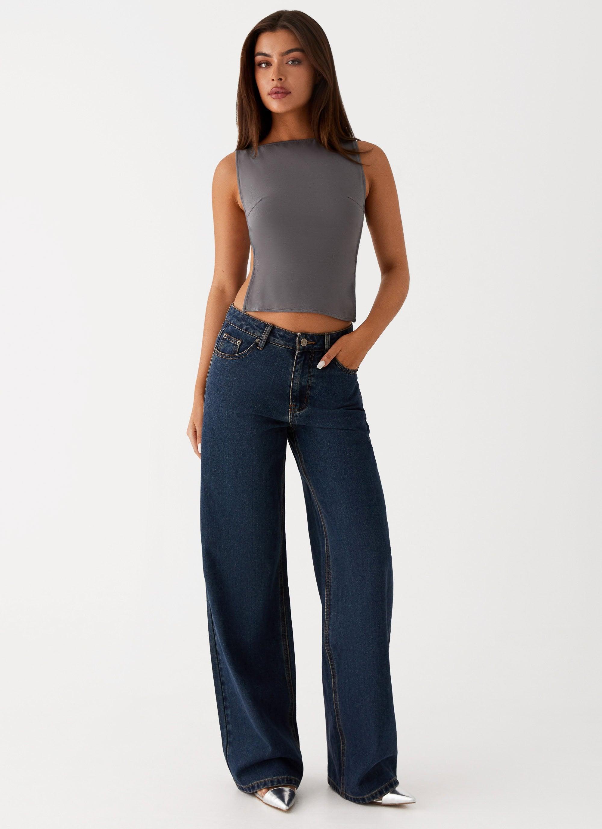 Keanna Low Rise Denim Jeans - Washed Denim Product Image