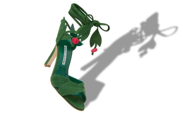 OSSIE 23 Green Suede Lace-Up Sandals Product Image