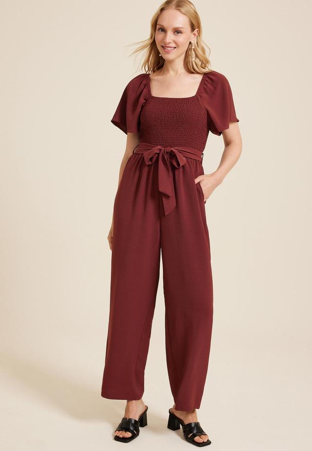 Smocked Flutter Sleeve Jumpsuit Product Image