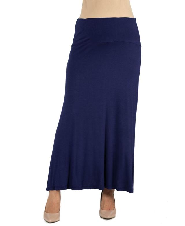 24seven Comfort Apparel Womens Elastic Waist Solid Color Maternity Maxi Skirt Product Image