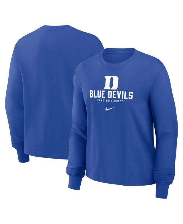 Nike Womens Royal Duke Blue Devils Primetime University Boxy Long Sleeve T-Shirt Product Image