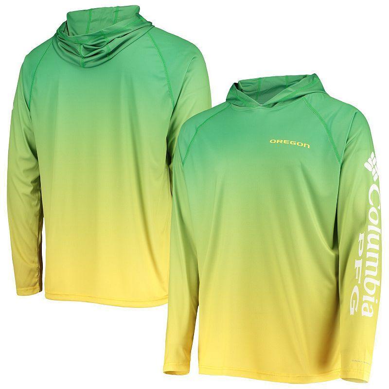 Mens Columbia PFG Oregon Ducks Terminal Tackle Omni-Shade UPF 50 Long Sleeve Hooded Top Product Image